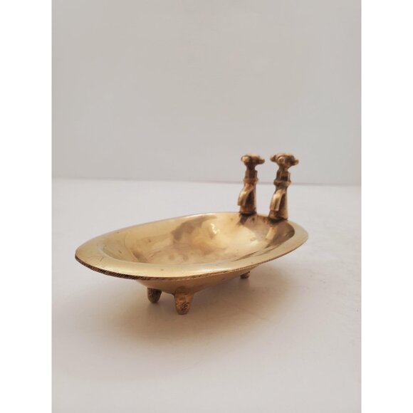 Vintage 1950s / BRASS SOAP DISH / Solid Brass Soap Holder Soap Dispenser… - Picture 5 of 10